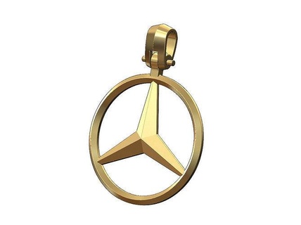 mercedes benz logo pendant bail jewelry printable gold silver necklace coin luxury swag hiphop bling rap charm mercedesbenz 3d model sterling pendants 3d print model - Mito3D