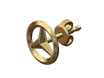 mercedes benz logo stud earring jewelry mercedesbenz luxury swag hiphop bling rap printable sign gold silver jewellery 3d model earrings 3d print model - Mito3D