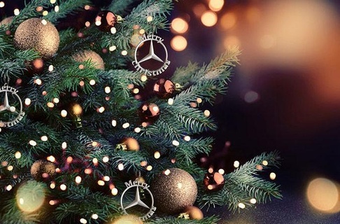 mercedes benz joyeux Noël 3d impression voiture badge clé arbre décoration miroir art pièces monnaie badges 3d print model - Mito3D