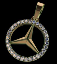 mercedes diamond pendant jewelry jewellery stone gem necklace fashion trend classic dainty antique hiphop pendants 3d print model - Mito3D