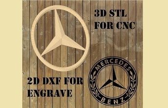 mercedes logo 3d stl 2d files design sign decoration symbol old wooden advertising houseware interior architecture panel stand rollup retro modern business shop presentation science engineering 3d print model - Mito3D