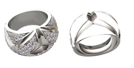 mercedes anneau bijoux de la machine femelle l'anneau l'émail d'argent marque or le diamant les anneaux 3d print model - Mito3D