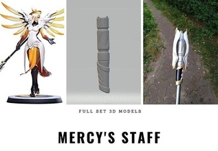 mercy overwatch 2 staff cosplay game medic caduceus hobby diy 3d print model - Mito3D
