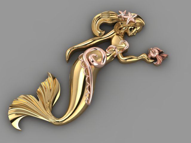 mermaid02 Schmuck Silber druckbar Diamant Ring Halskette Mode Juwel brillant Weiß Anhänger Schönheit Gold Sterling engagem 3D print model - Mito3D