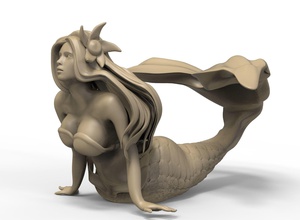 meerjungfrau 3 figur frau wunderschönen meer gil kreatur skulptur statue fisch frauen weiblich stein kunst skulpturen 3d print model - Mito3D