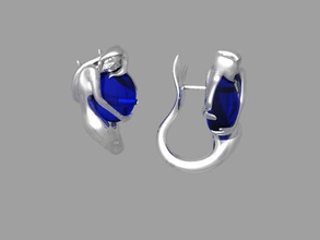 mermaid earrings cabashoun stones jewelry whitegold sapphires sea fantasy 3d print model - Mito3D