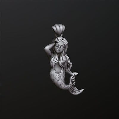 sirène fille pendentif mer mrmeid femme personnage fantaisie rivet poisson peau échelle princesse ariel disney animation anime bijoux pendentifs 3d print model - Mito3D