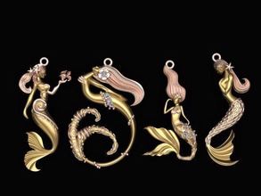 deniz kızı kolye 01 no balık kız altın kadin gergedan zbrush gümüş hayvan matris shayeste tasarım sterlin bilezik yazdırılabilir takı mücevher kadın elmas düğün 3d print model - Mito3D
