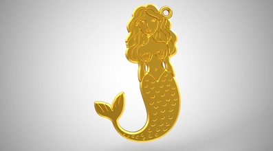 mermaid pendant sea creature character women animal beauty silhouettes mermaids fairy fairytale female legend ariel myth cartoon keychain jewelry pendants 3d print model - Mito3D