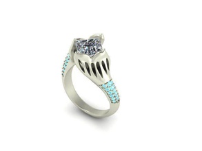 Meerjungfrau ring Schmuck gold Silber diamond bedruckbar ist Juwel Ringe 3d print model - Mito3D