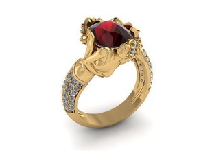 mermaid ring jewelry platinum precious luxury shining rings 3d print model - Mito3D