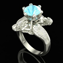 sirène de l'anneau topaze bijoux gem or d'argent imprimable la mer bague en diamant livre sterling joyau marin les anneaux 3d print model - Mito3D