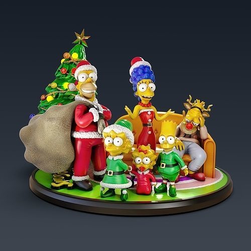 merry christmas simpson holiday celebration decoration snowman cartoon character child claus art sculptures 3D print model - Mito3D