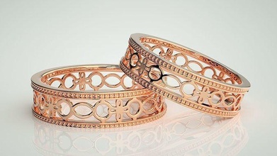 Gittergewebe einfach Gold Paar Band Ring 3dm stl Hochzeit Engagement Schmuck Juwel Diamant Ringe Paarband Mode 3d print model - Mito3D