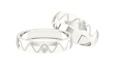 malla solitario Pareja banda anillo Boda compromiso joyería imprimible joya diamante oro anillos novia novio platino bandas matrimonio silueta 3d print model - Mito3D