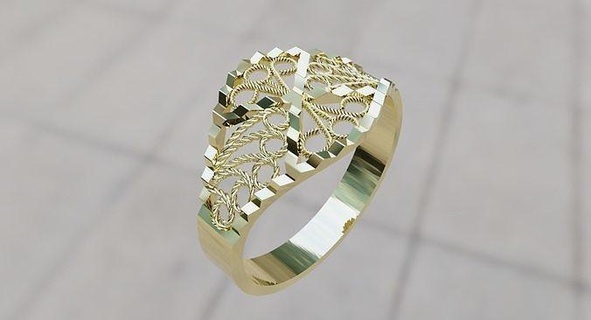 mesh top ring jewelry gold printable rings jewellery 3d print model - Mito3D