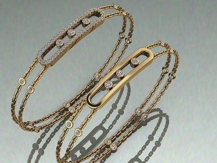 mesika bracelet bijoux or Collier chaîne mode gemme diamant bracelets 3d print model - Mito3D