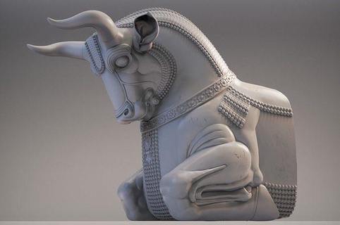 Mesopotamia persepolis sacro Toro scultura statua religione architettonico sumer Babilonia mitico bestia fiumi civiltà arte sculture 3d print model - Mito3D