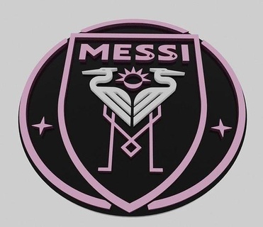 messi inter miami 2023 futbol futebol jogos fanático heroi gadget Projeto logotipo placa brinquedos 3d print model - Mito3D