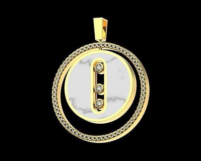 messika move round pendant n135 pendants jewelry gold printable diamond necklace rings ring bracelet jewellery 3d print model - Mito3D