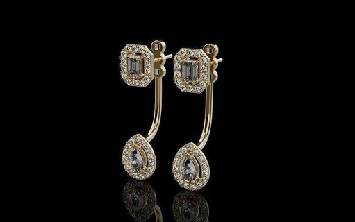 messika twin earrings 0053 lux gold luxury design fashion diamond jewellery jewelry wedding jewel luxe printable silver world women platinum brilliant 3d print model - Mito3D