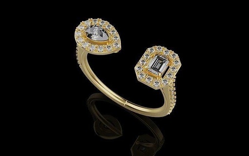 messika gêmeo argolas 0055 joalheria ouro imprimível prata diamante anel jóias jóia Casamento Luxo moda mulheres mundo aço platina brilhante 3d print model - Mito3D