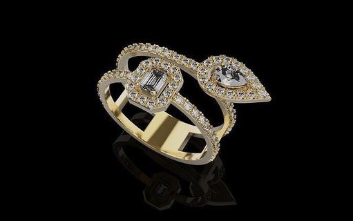 messika double anneaux bijoux luxe or platine argent diamant bijou bague mariage monde femmes lux brillant mode conception 3d print model - Mito3D