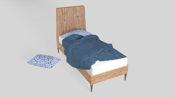 disordinato letto letti Camera mobilia interni cuscino dormire camera moderno design legna architettonico decorazione architettura Giochi giocattoli Casa 3d print model - Mito3D