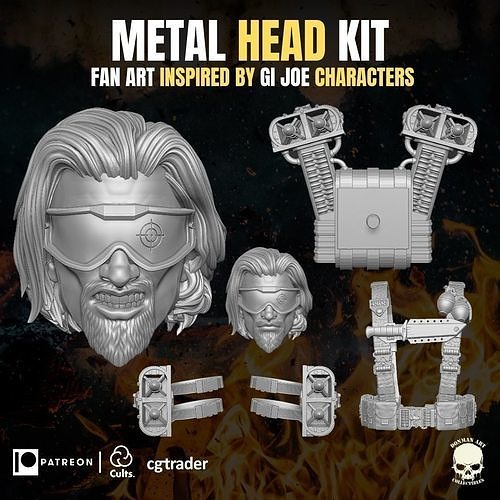 Metall Kopf Kit 3d druckbar Datei Aktion Zahlen gi Joe Mezco Wunder Legenden klassifiziert Kopfform Kobra Helm Rucksack Spiele Spielzeuge 3D print model - Mito3D