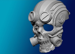 metallo cranio cyborg esercito fucile ad aria compressa maschera scifi passatempo militare cyberpunk robot futuristico tecnologia ingranaggio robotica airsoft fantasia android macchina futuro fai 3d print model - Mito3D