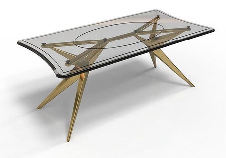 métal table 01 matière intérieur meubles verre or salon maison 3d print model - Mito3D