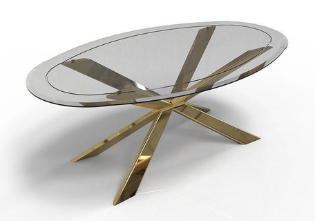 metal table 02 tabe interior furniture glass gold salon house 3d print model - Mito3D