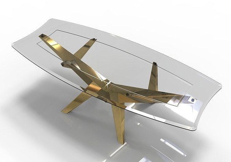 Metall Tabelle 03 Innere Möbel Glas Gold Salon Haus modern 3d print model - Mito3D