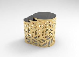 metallo tavolo 07 circolare decorazione mobilia modello salone 3d interni design bicchiere Casa 3d print model - Mito3D