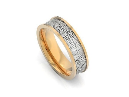 meteorite beveled edge wedding ring 2769 jewelry engagement gold silver diamond jewellery jewel luxury original stylish trendy elegant alternative solid minimalist rings 3d print model - Mito3D