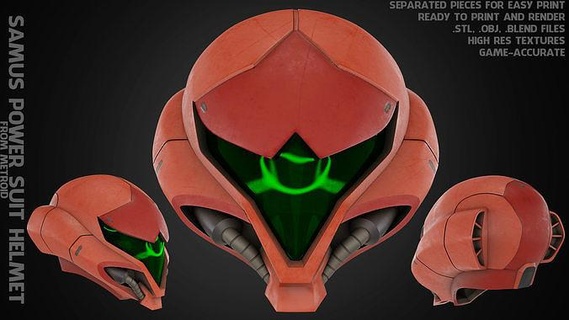 metroid samus aran power suit helmet cosplay normal chozo cosplayer miniature figurine dread fusion ped varia battle videogame art scans replicas 3d print model - Mito3D