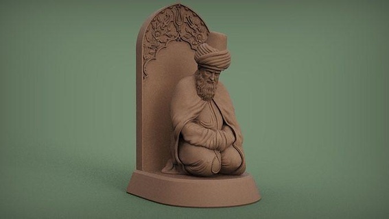 mevlana celaleddin-i rumi sufi alim ilahiyat printable mevlevi philosophy religion belief figurines dervis miniatures jewelry turkey dervish art sculptures 3d print model - Mito3D