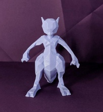 mewtwo poly pokemon lowpoly polygon diamond faceted cubism ash pikachu nintendo gameboy firstgen generation figure collection gift kids birthday games toys 3d print model - Mito3D