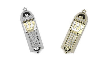 mezuzah gold pendant 3d printable model jewish religion jewelry hebrew religiou object buddha print jewellery israel jew necklace gems diamond pendants 3d print model - Mito3D