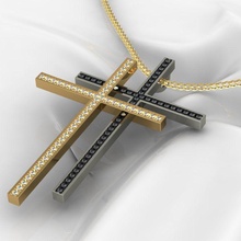 mfs cross pendant diamonds necklaces 2colorede black white jewelry 3d print model - Mito3D