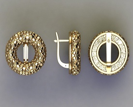mgold002e-1v - fancy Damen-Ohrring Schmuck Ohrring gold diamond Juwel Silber engagement stl Ohrringe 3d print model - Mito3D