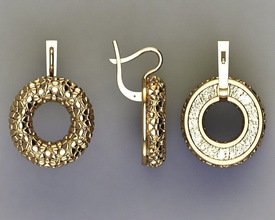 mgold002e-2v - fantasia delle donne orecchino gioielli diamante di fidanzamento oro stl gioiello gli orecchini argento prototipazione 3d print model - Mito3D