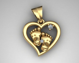 mgold015-1p bebê pes pingente jóias platina diamante jóia gem precioso o engajamento de casamento anel brillant ouro brilhantes prata pingentes printable colar moda beleza 3d print model - Mito3D