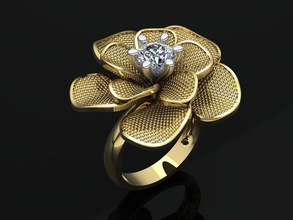 mgold018-2 anel da flor jóias ouro de prata diamante printable jóia casamento forma brilhantes platina o engajamento safira ruby anéis 3d print model - Mito3D