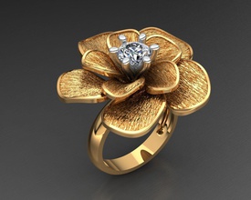 mgold018 flower ring gem dia diamond jewel precious engagement wedding jewellery platinum jewelry gold silver gemstone rings 3d print model - Mito3D