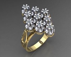 mgold026 romb ring mit Diamanten 3dmodel 3d-Druck bereit Schmuck Ohrringe Juwel engagement Hochzeit diamond Ohrring gold Edelsteine Juwelen Silber kostbar Ringe 3d print model - Mito3D