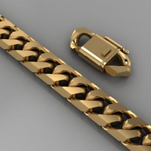 miami cuban link chain bracelet 0141 jewelry silver gold luxury printable lock bracelets sterling 3d print model - Mito3D