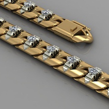 miami cuban link chain bracelet gems 0146 jewelry luxury gem gold silver sterling jewel printable jewellery lock emerland diamond bracelets 3d print model - Mito3D