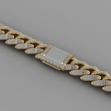 miami küba bağlantı zincir bilezik taşlar 0147 takı altın yazdırılabilir mücevher gümüş parlak lüks kilit elmas sterlin bilezikler çap 3d print model - Mito3D