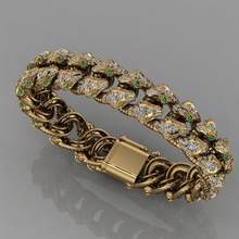 miami cubano collegamento catena braccialetto serpente 0140 gioielleria gemma lusso argento stampabile brillante oro braccialetti diamant zaffiro sterlina 3d print model - Mito3D